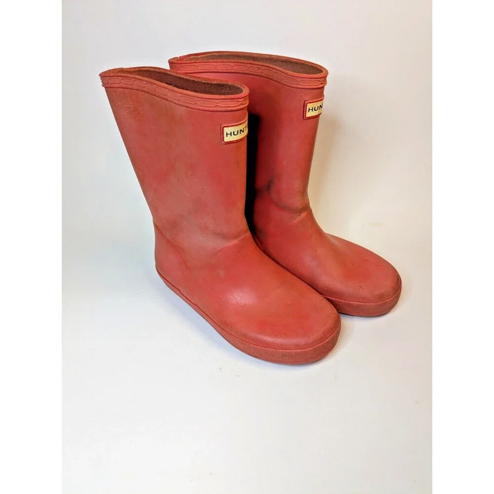 Hunter Kids First Classic Military Red Rain Boots Size 13B/1G Pull On Rubber